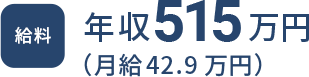 年収515万円 月給42.9万円
